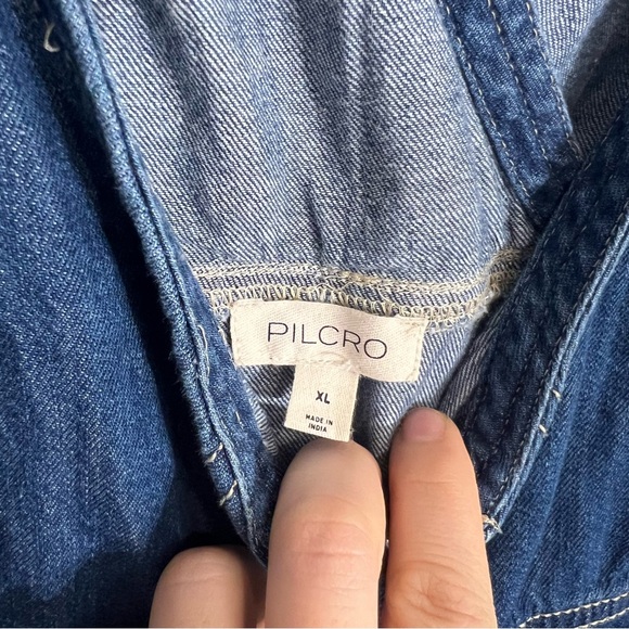 Anthropologie Pilcro coastal cutoff v-neck denim top button down size XL vest - Picture 11 of 14